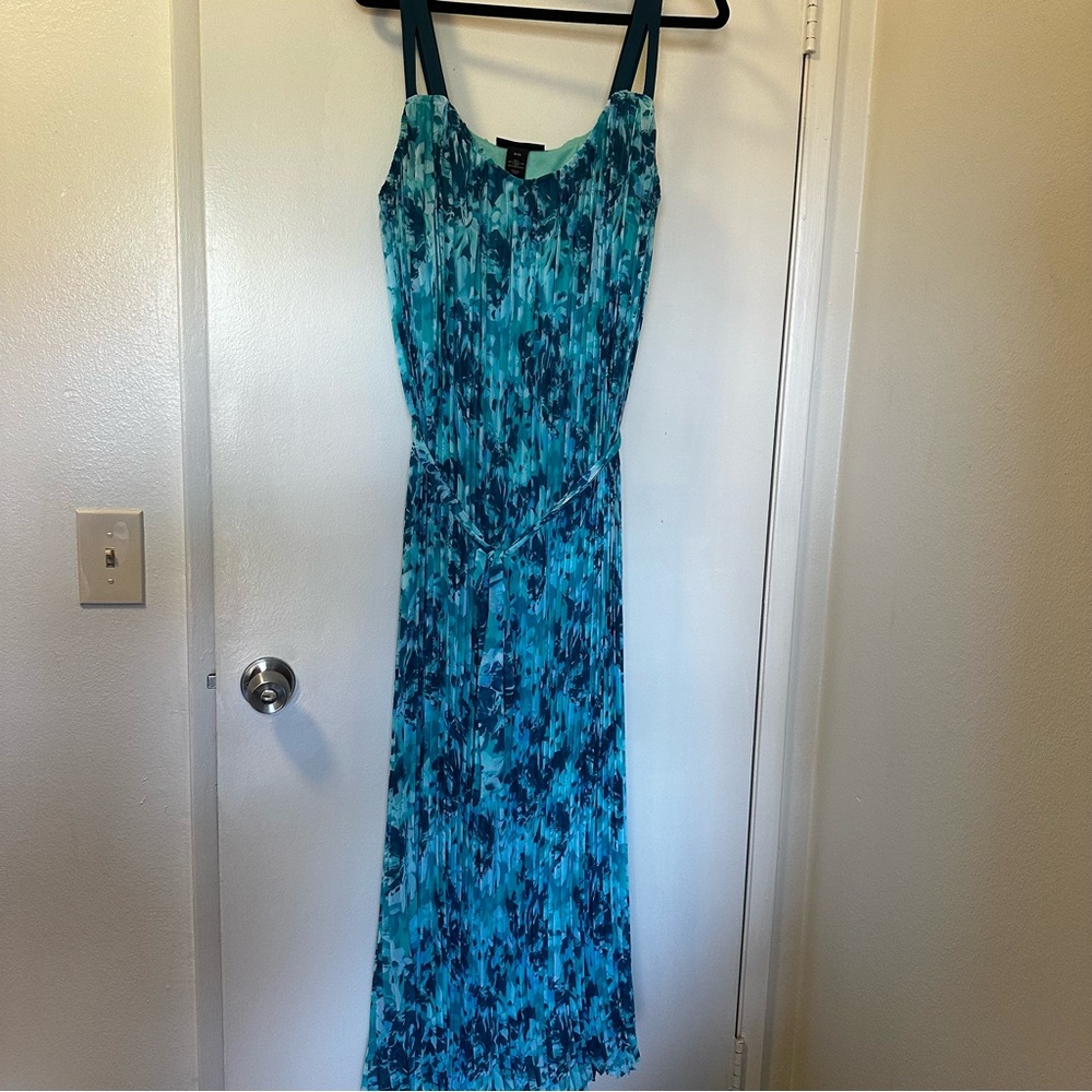 Lane Bryant Blue Floral Chiffon Maxi Sundress GUC